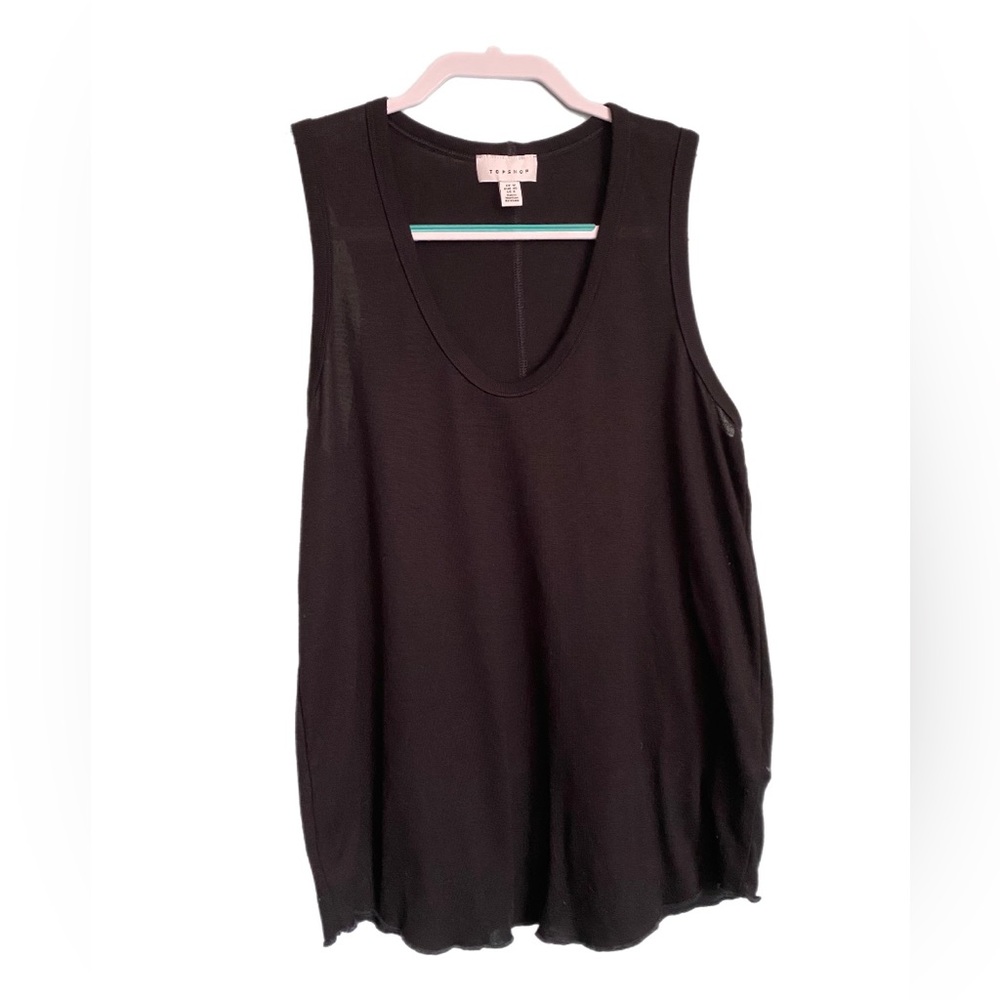 Topshop Black Sleeveless Tank Top Basic Lightweight Scoop Neck Size 8